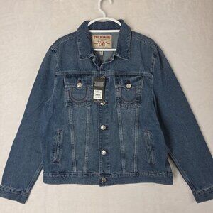 True Religion Mens Denim Jesse SN Trucker Jacket Medium Storm Wash Size Lg NWT